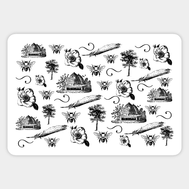 Vintage Summer- Black and White Pattern Sticker by Annalaven